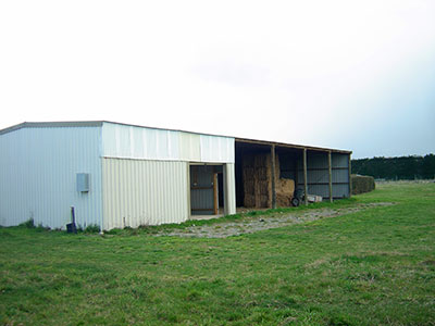 A large farm shed