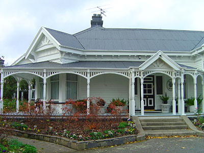 A large villa from the front